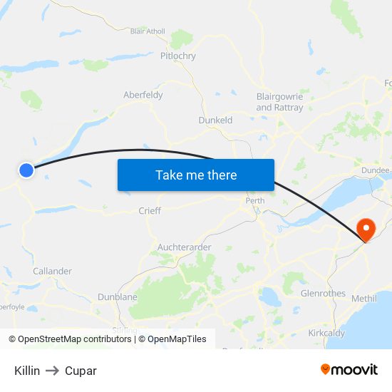 Killin to Cupar map