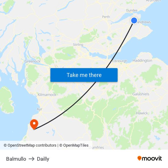 Balmullo to Dailly map