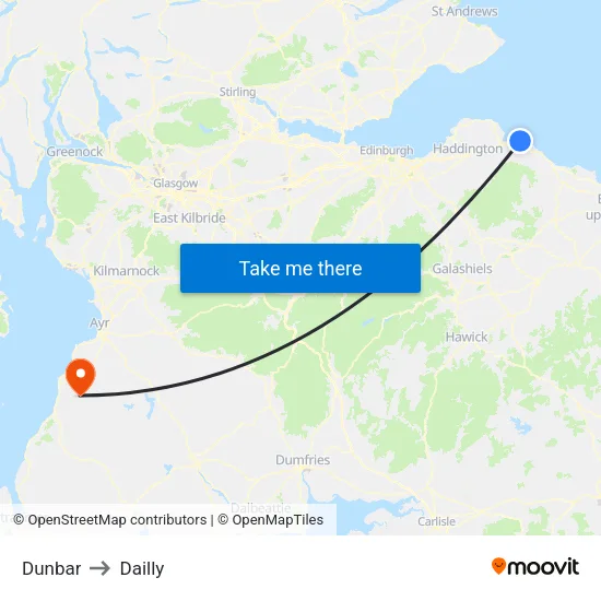 Dunbar to Dailly map