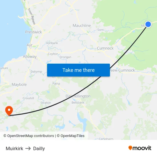 Muirkirk to Dailly map