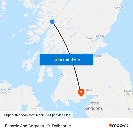 Banavie And Corpach to Dalbeattie map