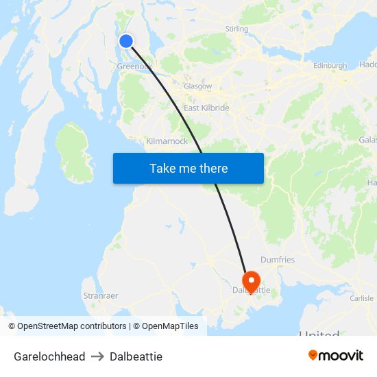 Garelochhead to Dalbeattie map