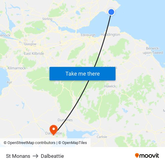 St Monans to Dalbeattie map