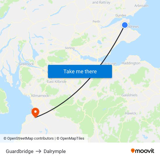 Guardbridge to Dalrymple map
