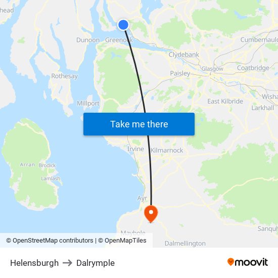 Helensburgh to Dalrymple map