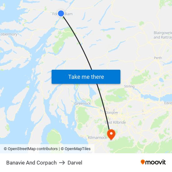 Banavie And Corpach to Darvel map