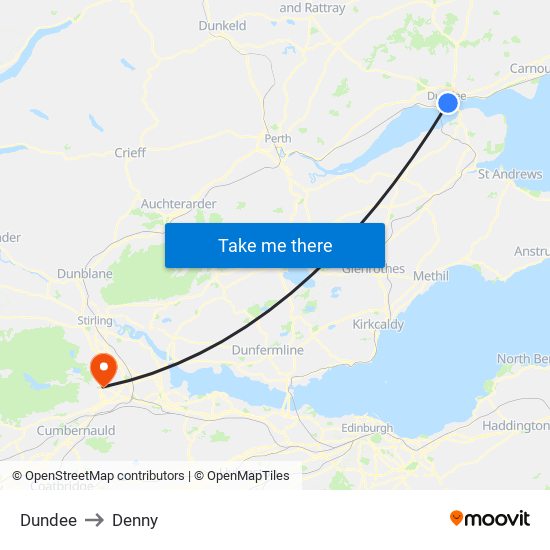 Dundee to Denny map