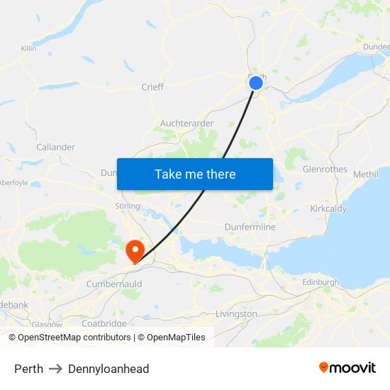 Perth to Dennyloanhead map