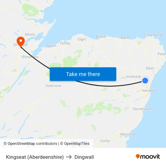Kingseat (Aberdeenshire) to Dingwall map