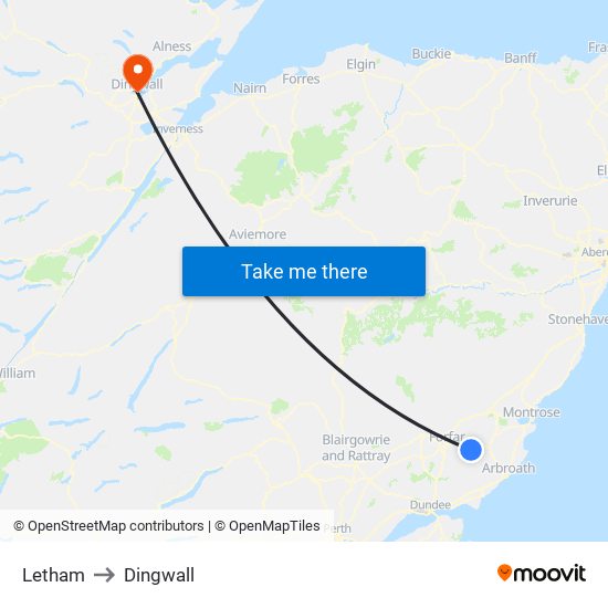 Letham to Dingwall map