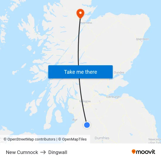 New Cumnock to Dingwall map