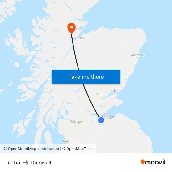 Ratho to Dingwall map