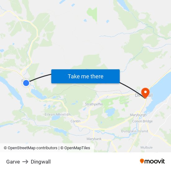 Garve to Dingwall map