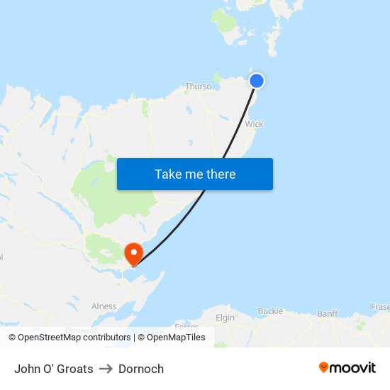 John O' Groats to Dornoch map