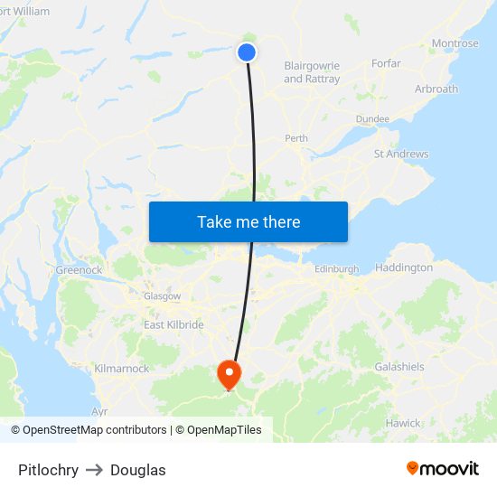 Pitlochry to Douglas map