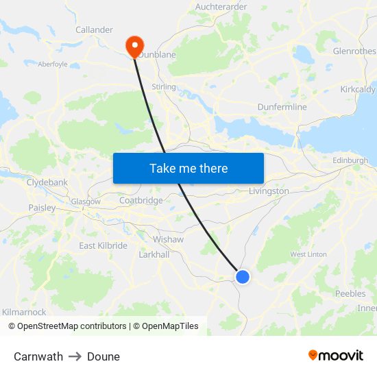 Carnwath to Doune map