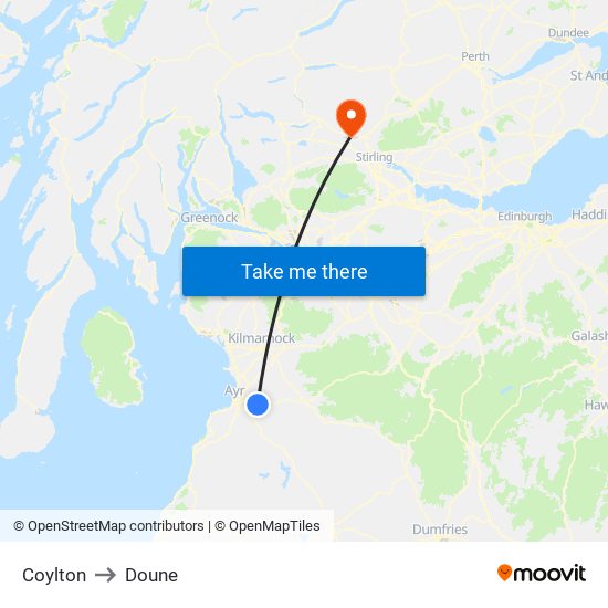 Coylton to Doune map