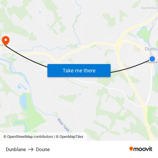 Dunblane to Doune map