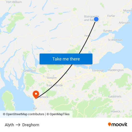 Alyth to Dreghorn map