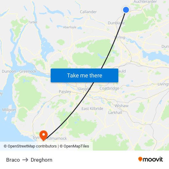 Braco to Dreghorn map