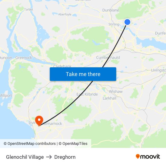 Glenochil Village to Dreghorn map