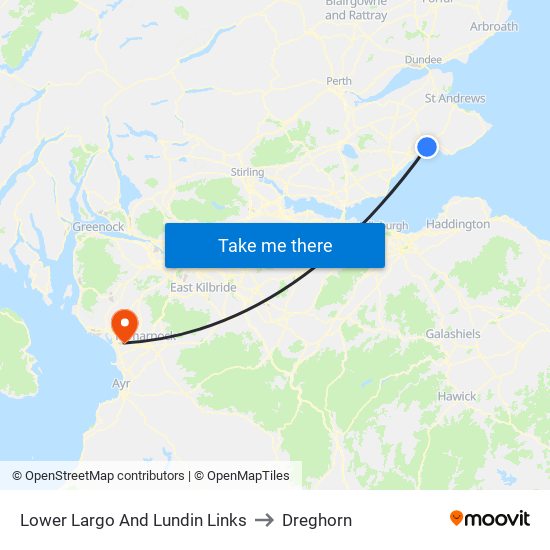 Lower Largo And Lundin Links to Dreghorn map