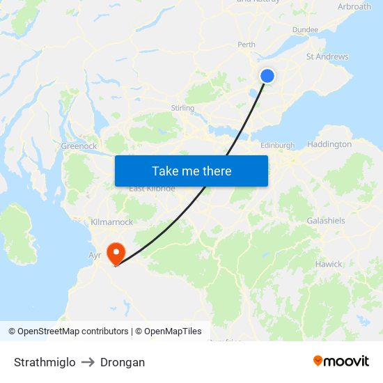 Strathmiglo to Drongan map