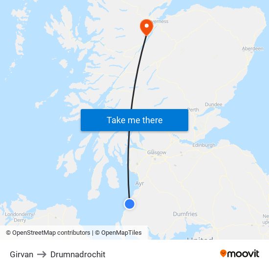 Girvan to Drumnadrochit map