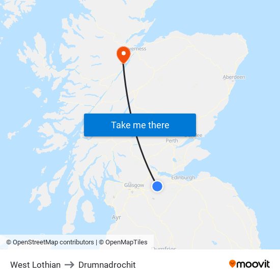 West Lothian to Drumnadrochit map