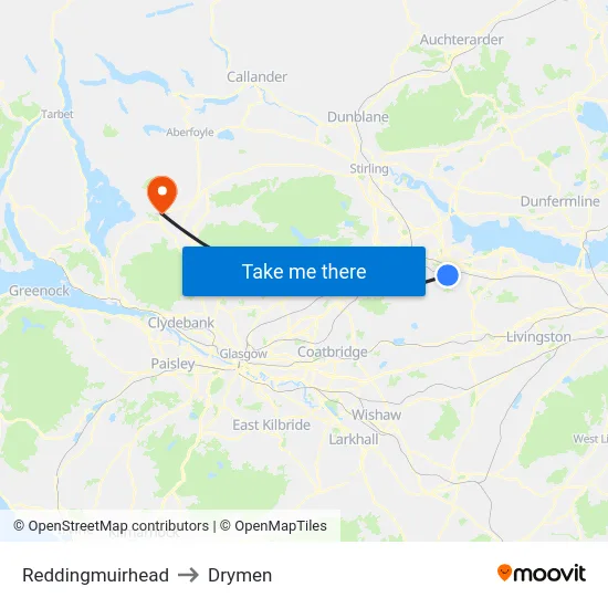Reddingmuirhead to Drymen map