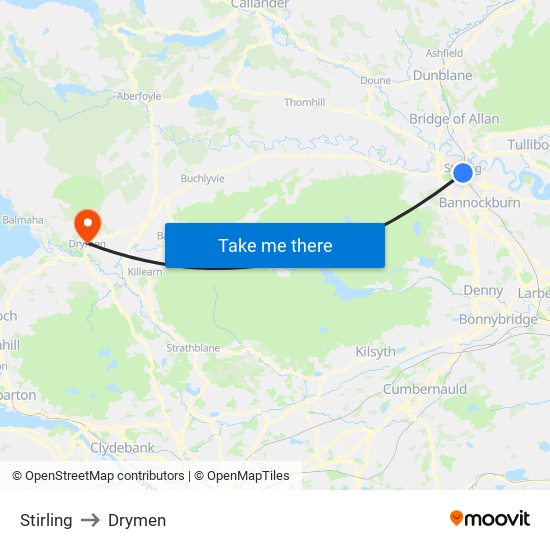 Stirling to Drymen map