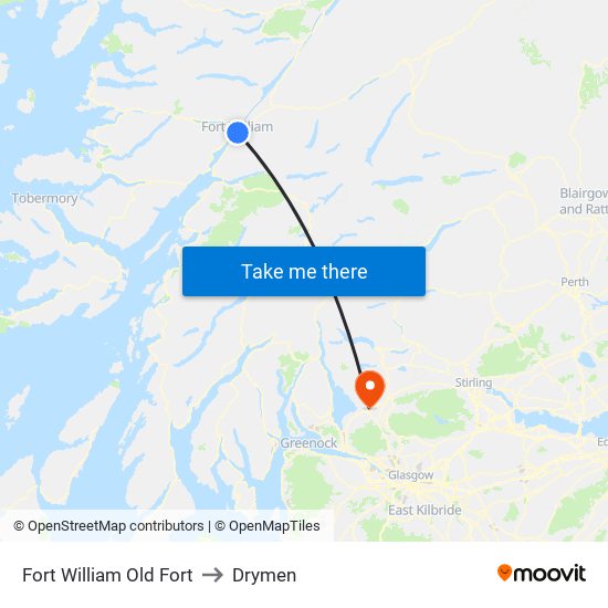 Fort William Old Fort to Drymen map