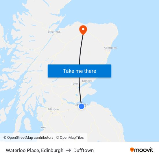 Waterloo Place, Edinburgh to Dufftown map