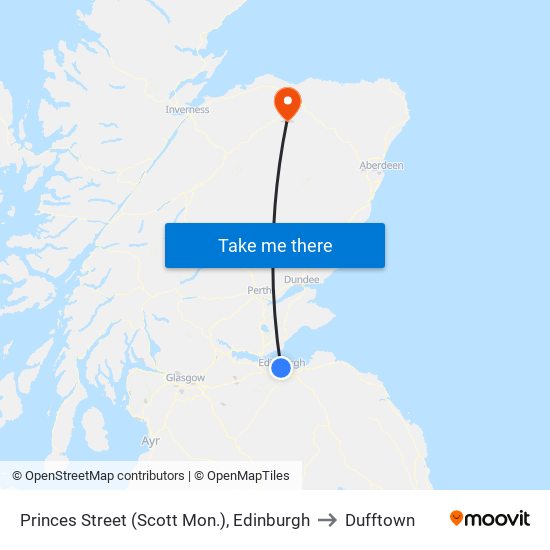 Princes Street (Scott Mon.), Edinburgh to Dufftown map