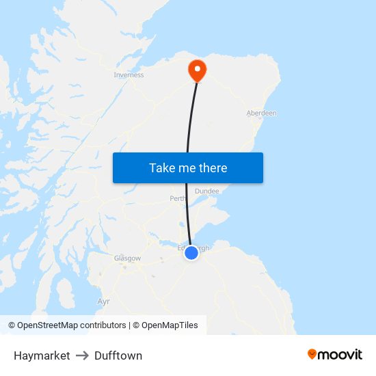 Haymarket to Dufftown map