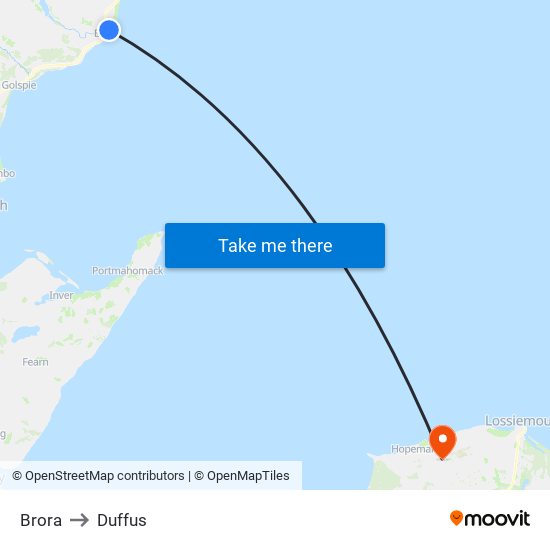 Brora to Duffus map