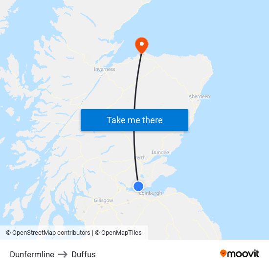 Dunfermline to Duffus map