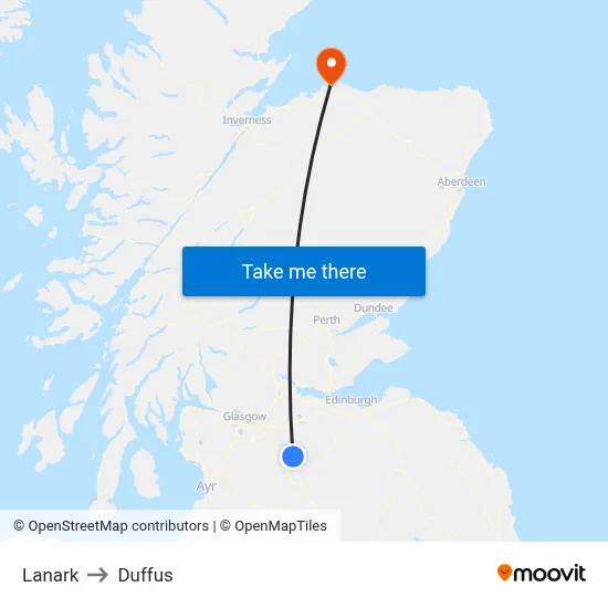 Lanark to Duffus map
