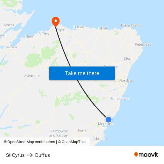 St Cyrus to Duffus map