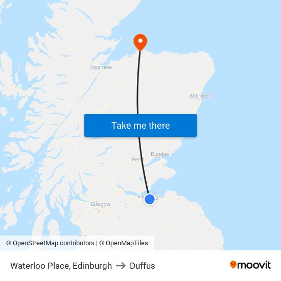 Waterloo Place, Edinburgh to Duffus map