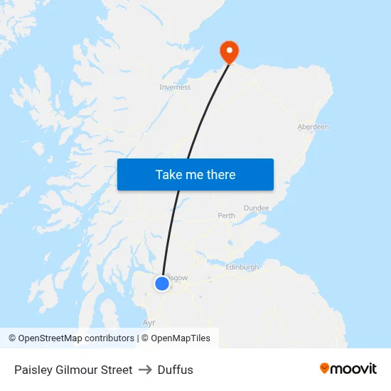 Paisley Gilmour Street to Duffus map