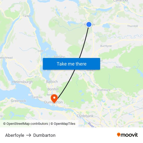 Aberfoyle to Dumbarton map