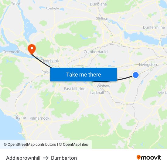 Addiebrownhill to Dumbarton map