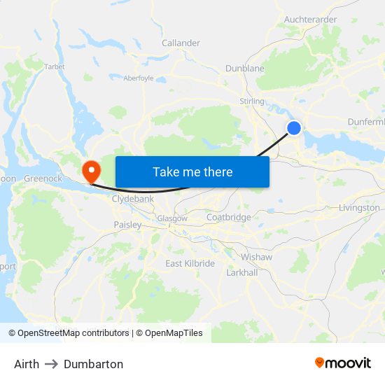 Airth to Dumbarton map