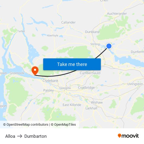 Alloa to Dumbarton map
