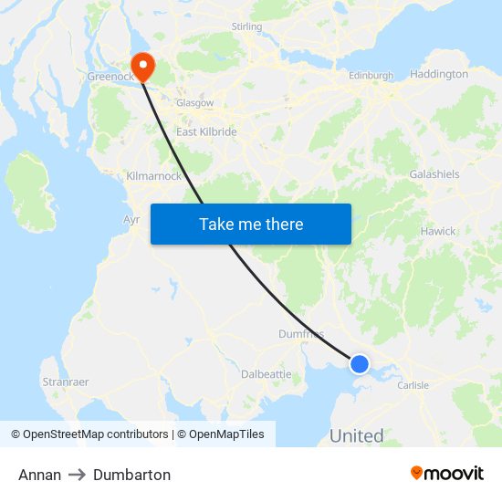 Annan to Dumbarton map