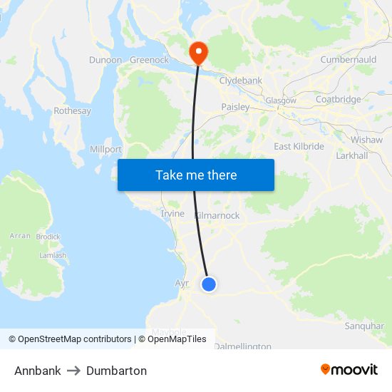 Annbank to Dumbarton map