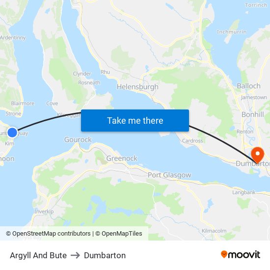 Argyll And Bute to Dumbarton map