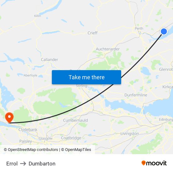 Errol to Dumbarton map