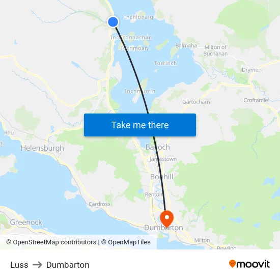 Luss to Dumbarton map